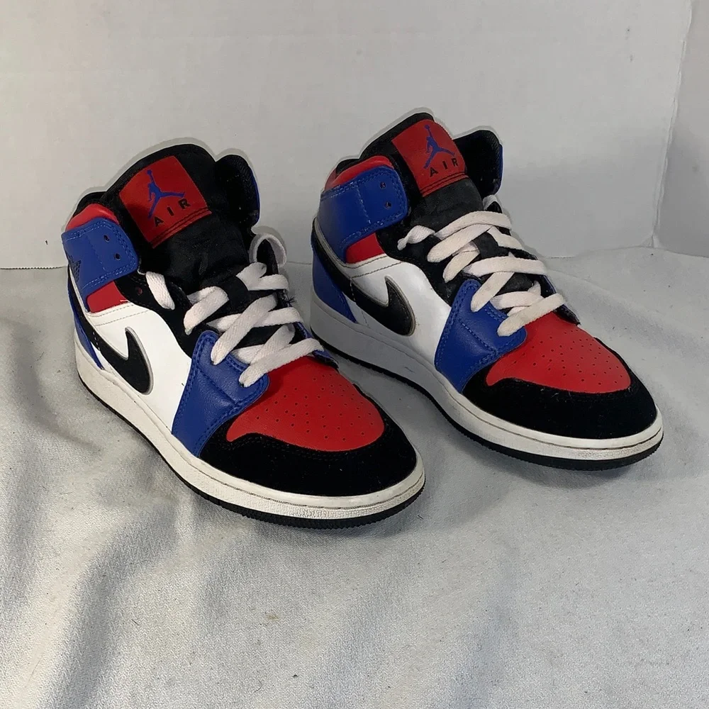 Nike Kids Air Jordan 1 Sneakers - Red, Blue, and Black